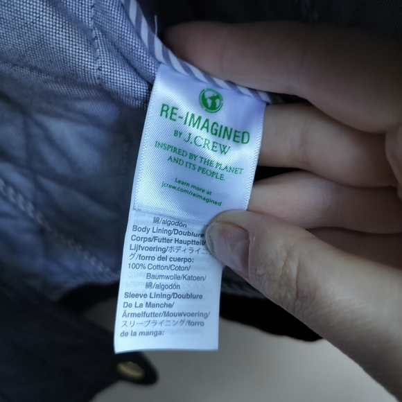 JCrew Black Quilted Barn Jacket Chore Coat Gold Hardware and Corduroy Collar - Picture 6 of 9